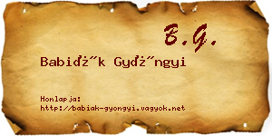 Babiák Gyöngyi névjegykártya