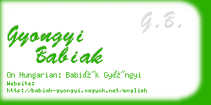 gyongyi babiak business card